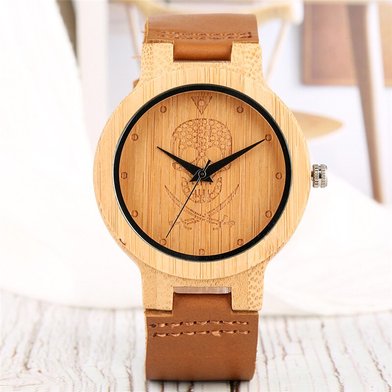 Wooden Skull Pirate Watch