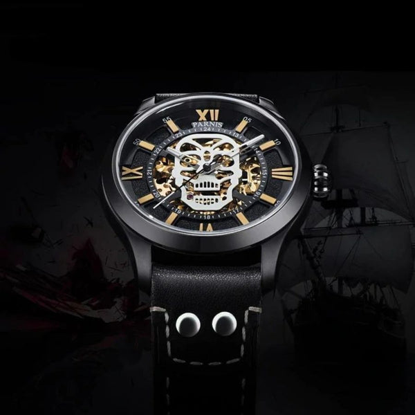 Leather Skeleton Watch