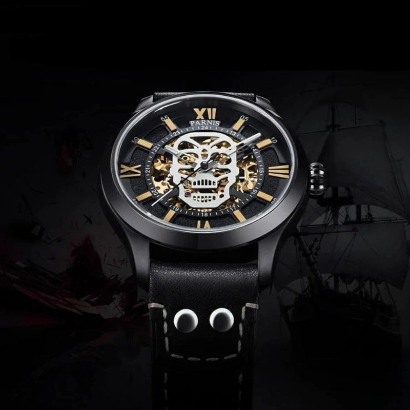 Leather Skeleton Watch