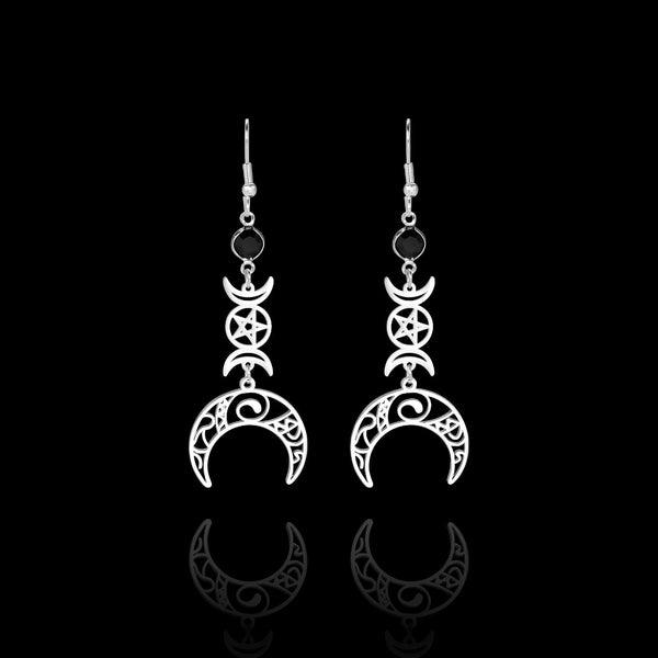 Crescent Pentagram Earrings