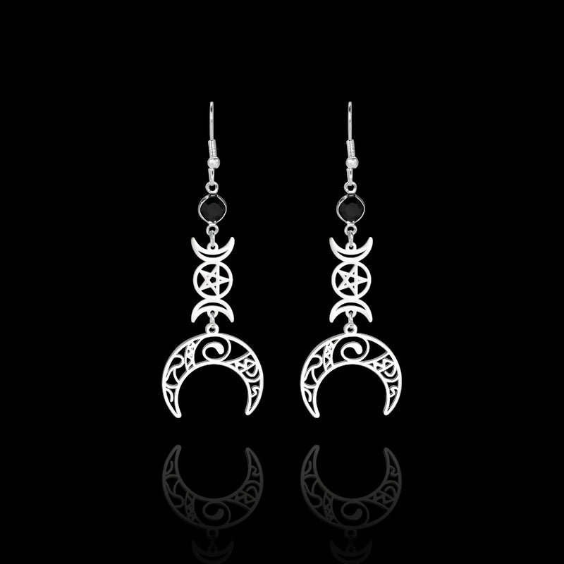 Crescent Pentagram Earrings